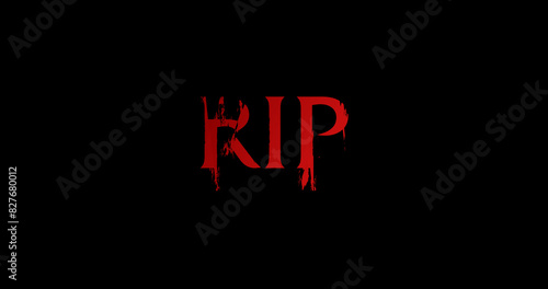 Billede på lærred RIP & Rest in Peace Text Animation on Black Background.