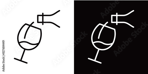 シンプルなワインをグラスに注ぐラインアイコン
