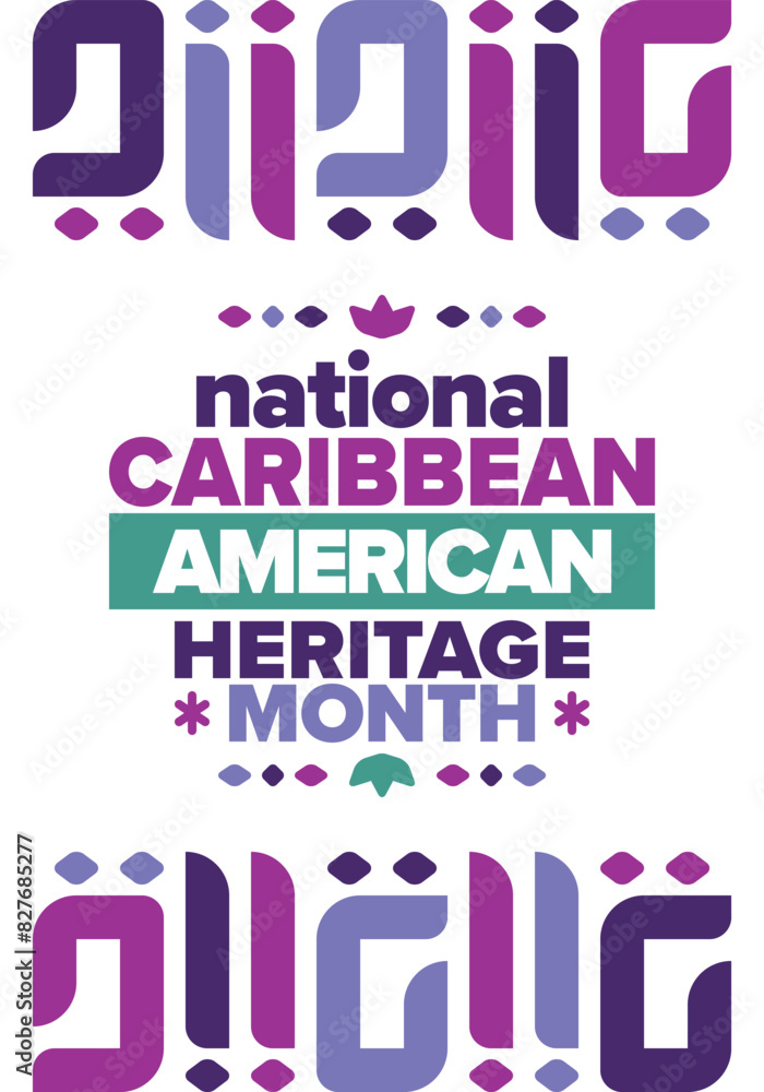 Fototapeta premium Caribbean American Heritage Month in June. Culture Month to the people of America. Celebrate annual with festival. Happy holiday. Poster, card, banner and background. Vector illustration