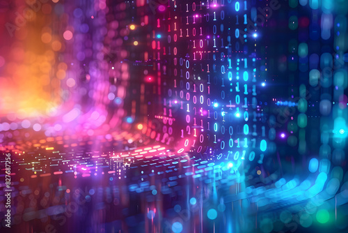 Wallpaper Mural Background with technological digital data interface elements - schematics, chains, and numbers. The color palette with cool shades of blue, purple, green and gray, modern and technological look Torontodigital.ca