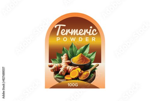  turmeric, turmeric label, turmeric powder , turmeric powder label design vector