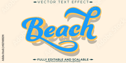 Summer sale text effect, editable marketing and beach text style