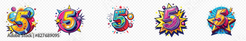 5 years anniversary, 5th Anniversary Logo, Number 5 Icon,  Golden number 5 with sparkling confetti,
 5th Anniversary celebration Vector background, logo design number 5, five logo or number five