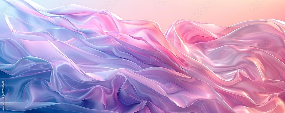 Fototapeta premium 3D abstract background featuring layered, translucent waves in pastel hues