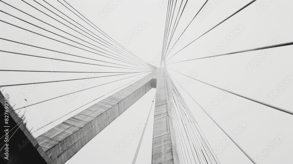 Fototapeta premium Detail of the multi-span cable-stayed bridge on sky background