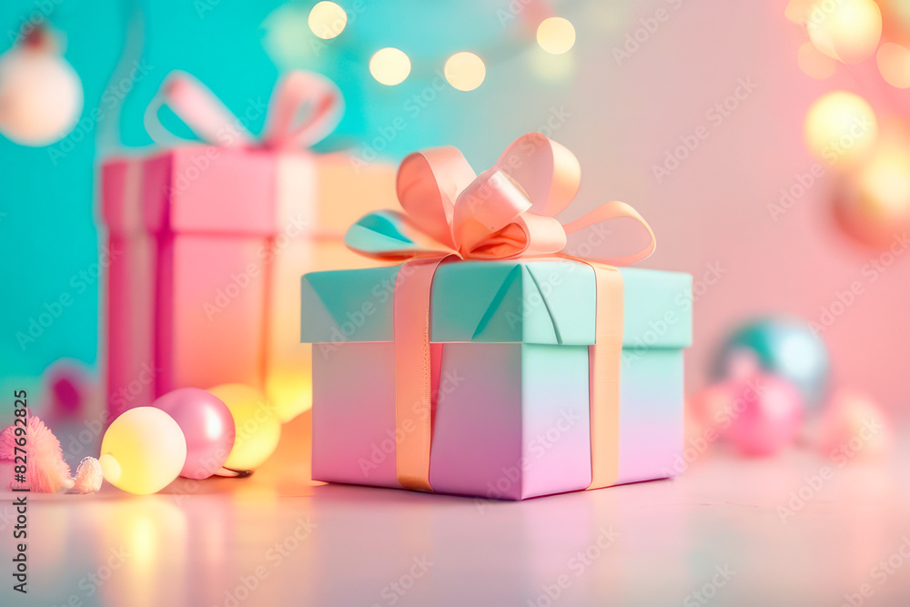 colored gift boxes with ribbon and bow on a festive background colored gift boxes with ribbon and bow on a festive background