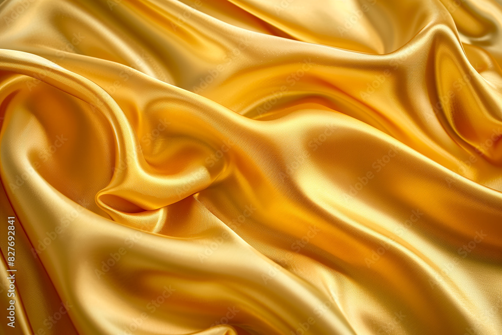 Fototapeta premium Gold metallic silk flowing wave luxury trendy background. Background for presentation