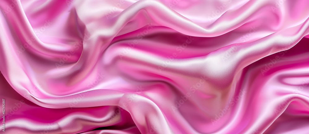 Obraz premium Pink metallic silk flowing wave luxury trendy background. Background for presentation
