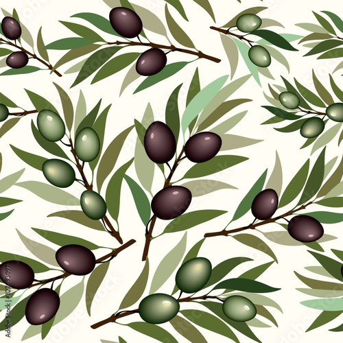 Olive Tree Branches symbol of Peace resistance resilience strength vector Seamless Pattern © BluedarkArt