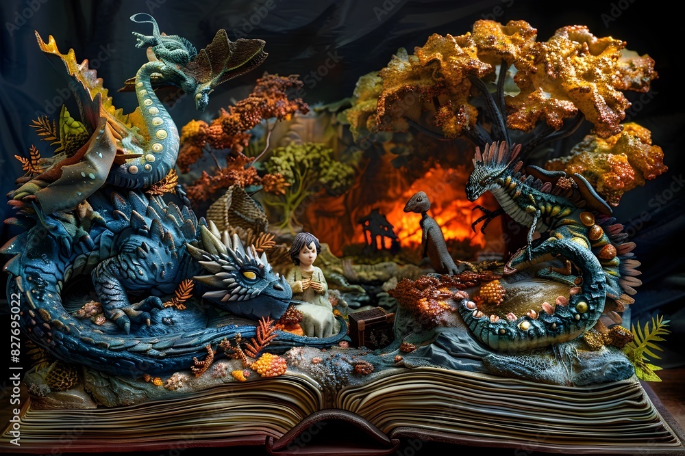 Obraz premium Enchanted Storybook Brought to Life in a Fantastical Digital Sculpture