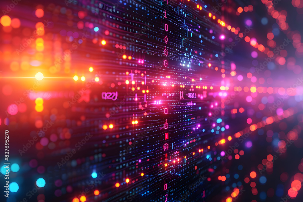 Background with technological digital data interface elements - schematics, chains, and numbers. The color palette with cool shades of blue, purple, green and gray, modern and technological look Background with technological digital data interface elements - schematics, chains, and numbers. The color palette with cool shades of blue, purple, green and gray, modern and technological look