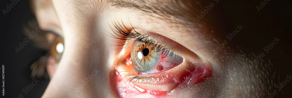 © Daniel - red eye of a patient with human conjunctivitis, ill allergic eyes in babies, children