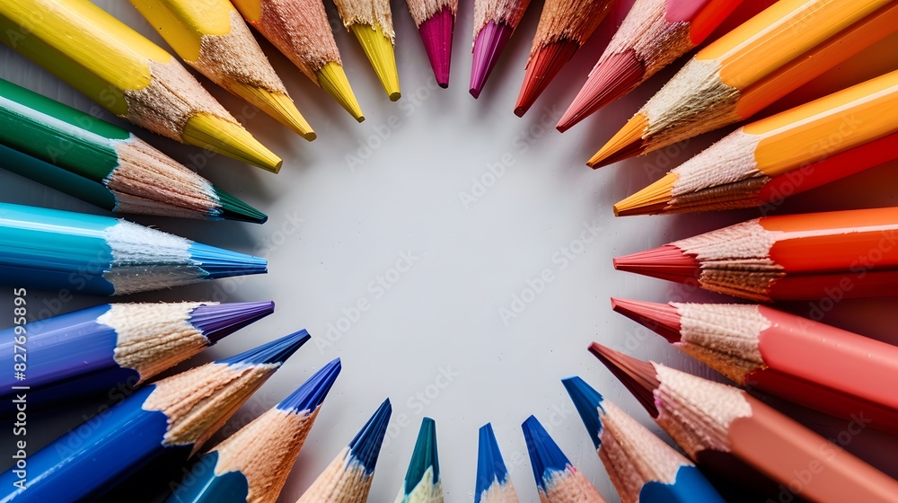 a beautifully arranged set of colored pencils a beautifully arranged set of colored pencils