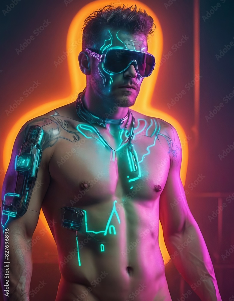 cyperpunk portrait, closeup of a man cyperpunk portrait, closeup of a man