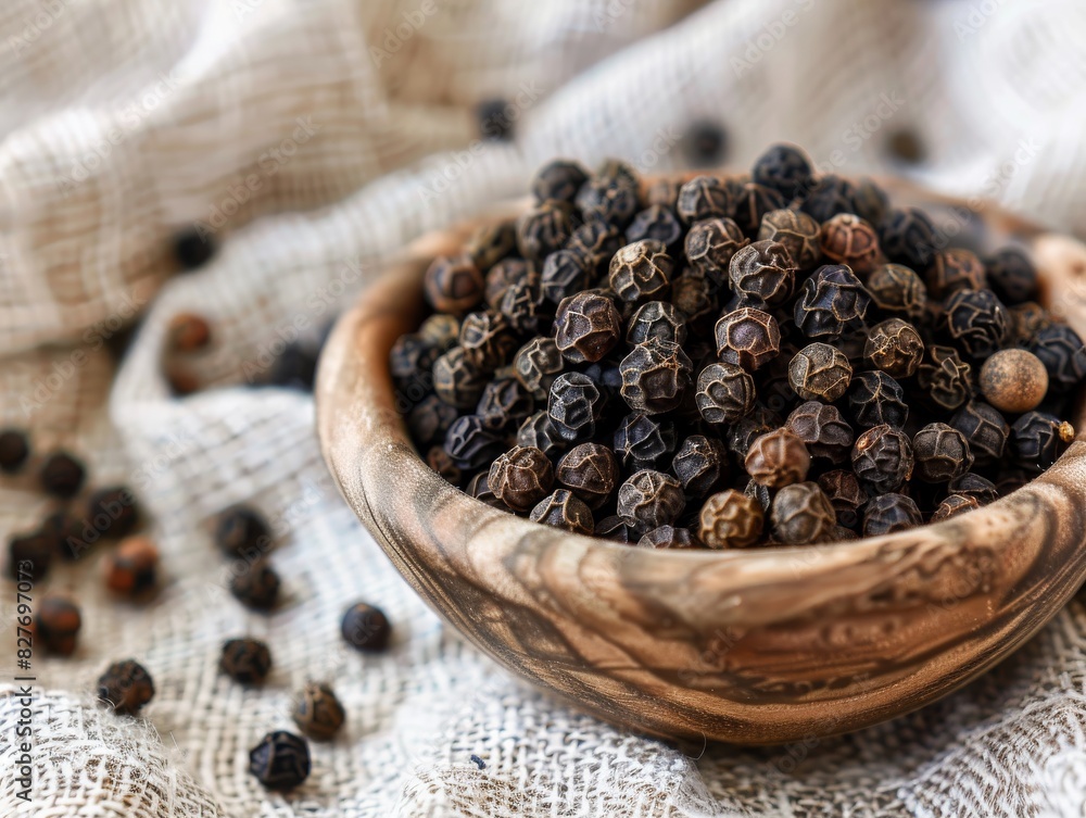 Whole Black Pepper Kernels. The Essence Of Spicy Aroma. Generative AI Whole Black Pepper Kernels. The Essence Of Spicy Aroma. Generative AI