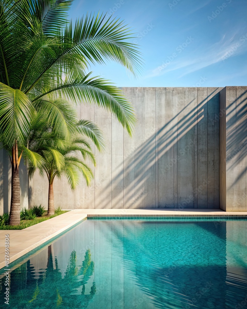 Fototapeta premium Luxurious Outdoor Pool with Palm Trees