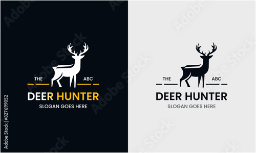 Deer logo  deer hunter logo icon  leaf with deer icon  deer hunter with gun  deer sunrise  deer round shape  mountain  A great  elegant deer standing gracefully. Deer icon for company minimalist logo