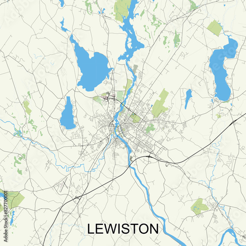 Lewiston, Maine, USA map poster art
