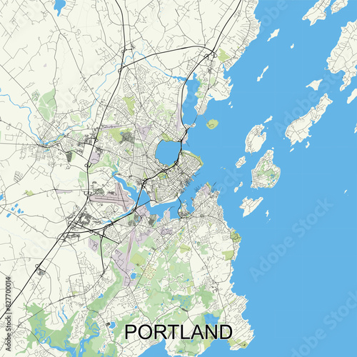 Portland, Maine, USA map poster art