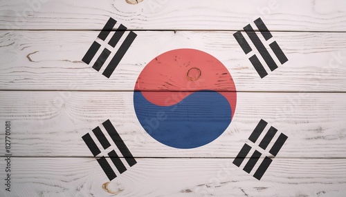 world flag pride or Olympic games or the Olympics concept of a Flag of the country South Korea a red and blue taegeuk circle in the center, and four black trigrams , Isolated with colors and design photo