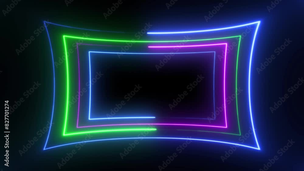 abstract colorful neon rectangle frame background animation 4k video. abstract colorful neon rectangle frame background animation 4k video.