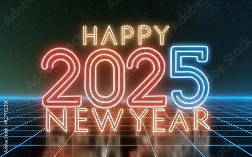 neon text happy new year 2025 background