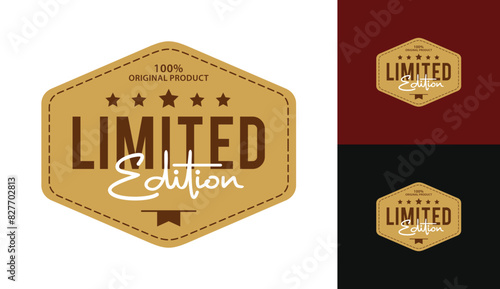 Limited Edition hexagon vector badges. Luxury black and gold labels. For icon, logo, sign, seal, symbol, stamp, sticker. Vector illustration