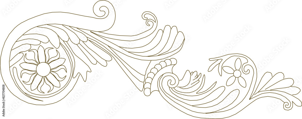 Fototapeta premium Vector illustration sketch floral ethnic vintage classic logo icon detail design drawing