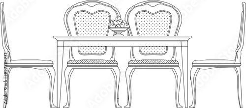 Sketch vector illustration design drawing of old antique classic vintage European model living room chair