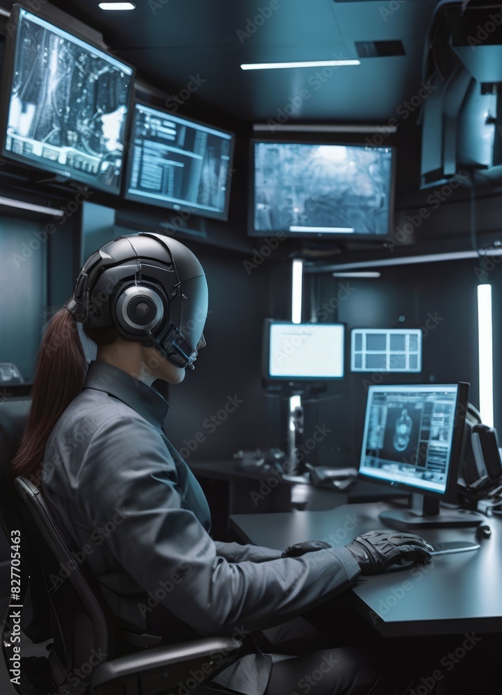 artificila intelligence, robot working, portrait of a cyborg artificila intelligence, robot working, portrait of a cyborg