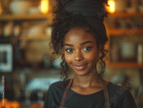 African woman cooking dinner in kitchen at home  © QuietWord