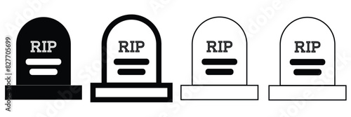 Tombstone line icon set. rip headstone vector icon. death grave tone icon. gravestone line icon suitable for apps. tombstone vector set.