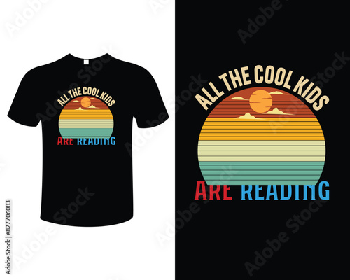 Book Reader and Book Lover Vector Illustration Typography Vintage Artwork Template