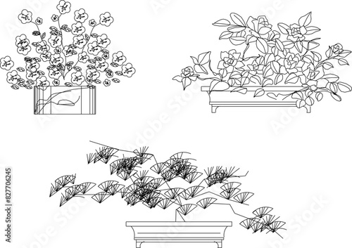 Artistic tree plant design drawing vector illustration sketch for completeness of the image