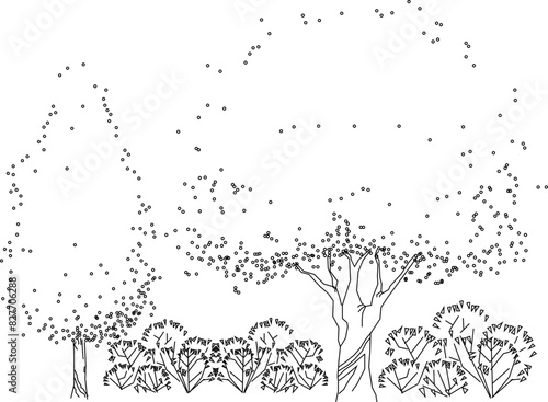 Artistic tree plant design drawing vector illustration sketch for completeness of the image