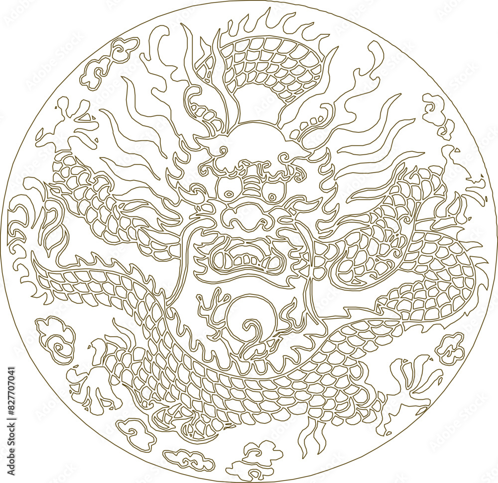 Sketch illustration vector drawing design detail of chinese mythology dragon animal logo icon Sketch illustration vector drawing design detail of chinese mythology dragon animal logo icon