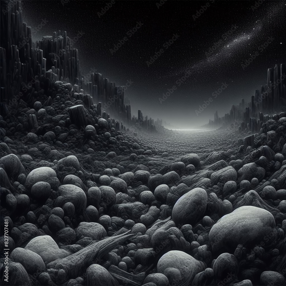 Obraz premium black sky in the stone desert