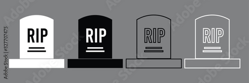 Tombstone line icon set. rip headstone vector icon. death grave tone icon. gravestone line icon suitable for apps and websites UI designs. Tombstone line icon.