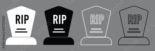 Tombstone line icon set. rip headstone vector icon. death grave tone icon. gravestone line icon suitable for apps and websites UI designs. Tombstone line icon.