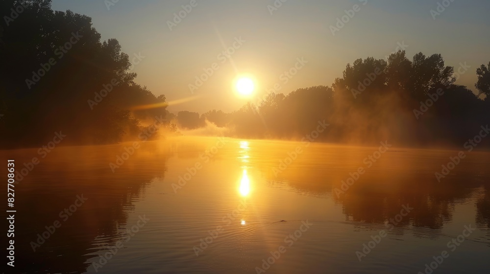 Serene Sunrise: Reflections on a Tranquil River