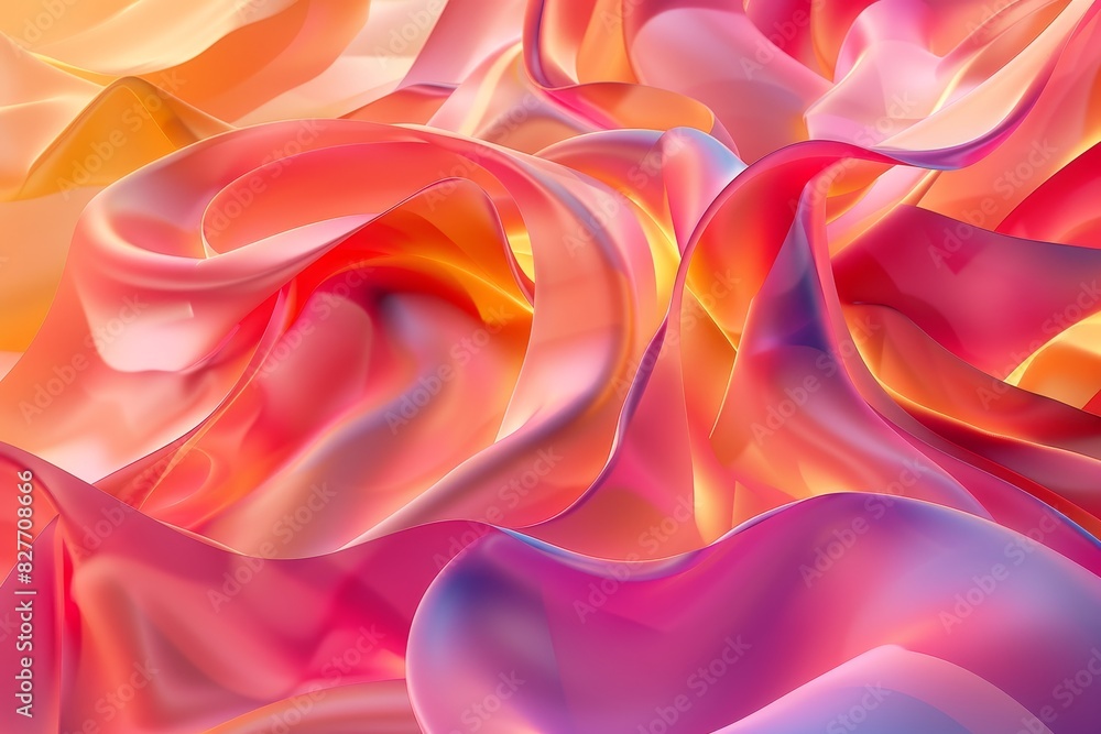 Fototapeta premium A pink and orange fabric with a wave pattern