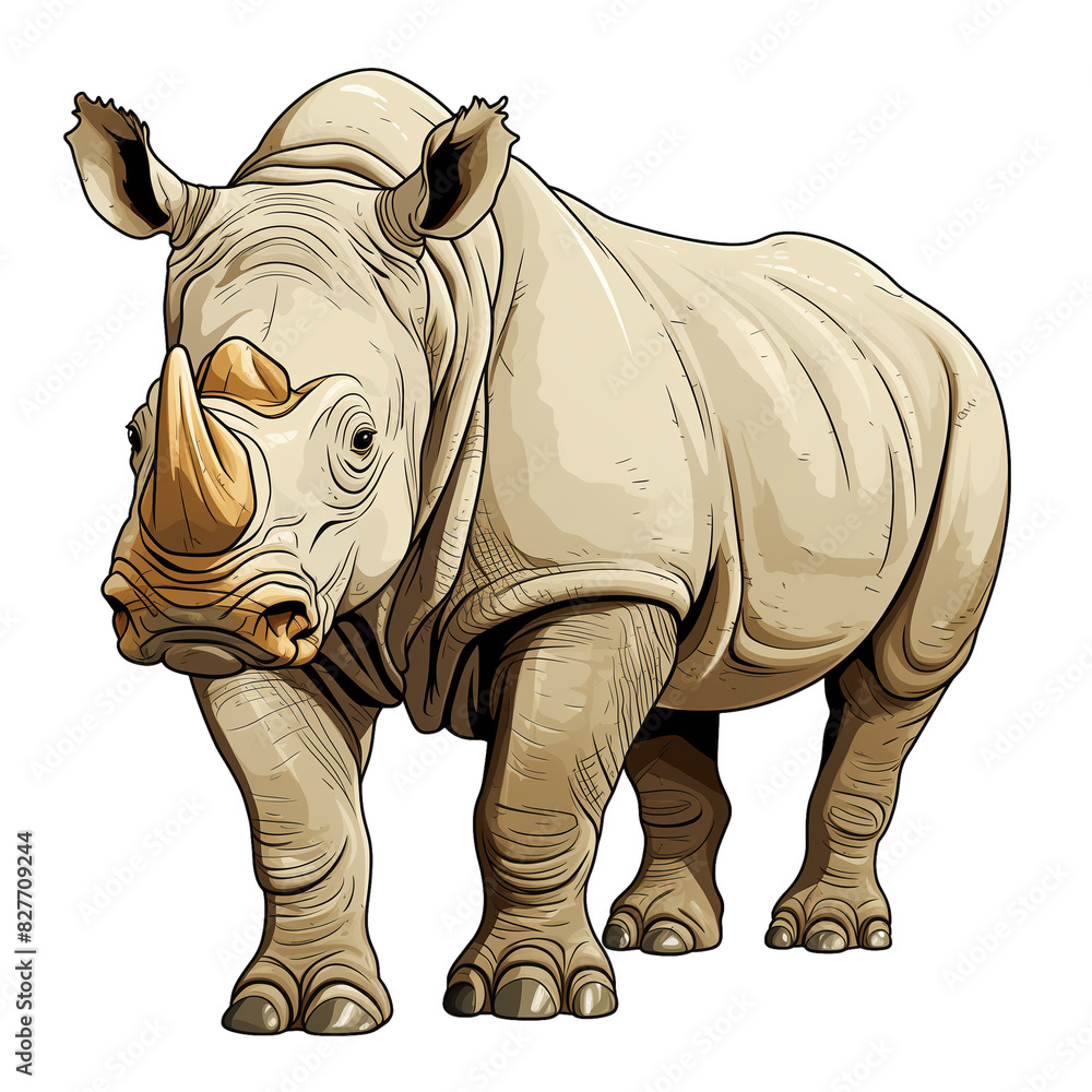 Fototapeta premium White Rhinoceros on White Background