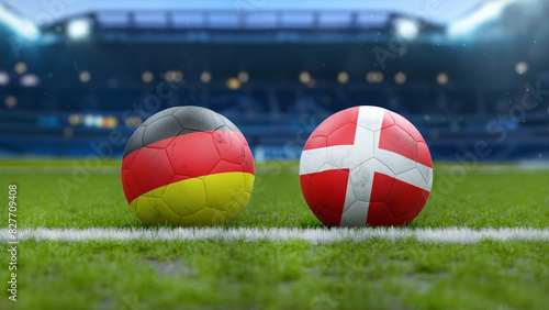 Germany vs Switzerland Soccer Match Soccer Balls on Grass Field