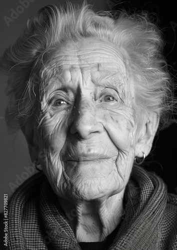 Timeless Wisdom: Monochrome Portrait of an Elderly Person with Deep Wrinkles