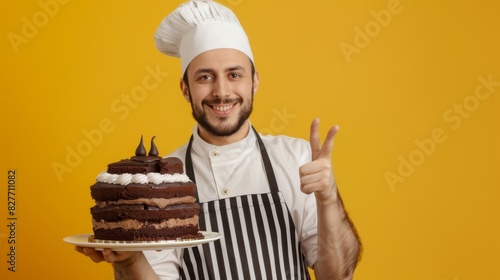 The Chef with Chocolate Cake photo