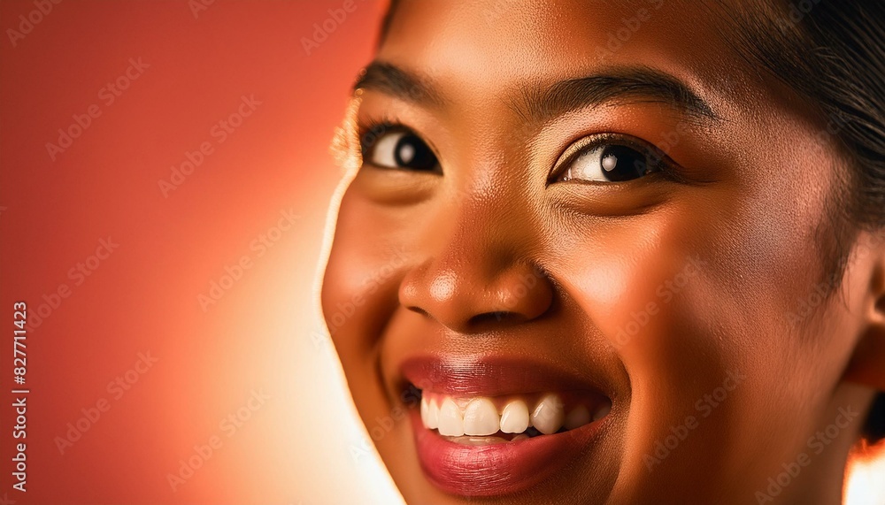 a person with one eyebrow raised, lips curved in a smirk, and eyes twinkling with amusement. on red background a person with one eyebrow raised, lips curved in a smirk, and eyes twinkling with amusement. on red background