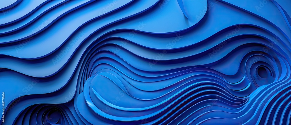 Obraz premium Abstract blue wave pattern background, featuring layered undulating curves and intricate textures for creative design projects.