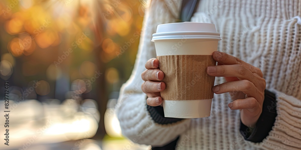 Person Enjoying Hot Coffee To-Go Outdoors Person Enjoying Hot Coffee To-Go Outdoors