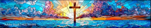 Stained Glass Window With Cross