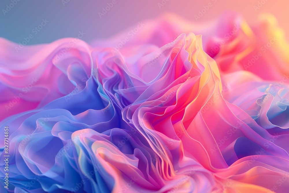 A colorful, abstract painting of a mountain range with a pink and blue sky A colorful, abstract painting of a mountain range with a pink and blue sky